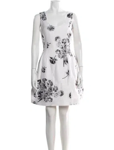 Pre-owned Prabal Gurung Floral Print Mini Dress In Metallic/white