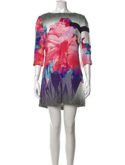 Pre-owned Prabal Gurung Floral Print Mini Dress In Pink