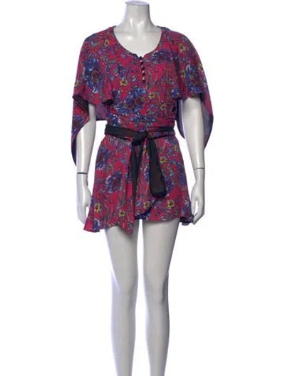Pre-owned Prabal Gurung Floral Print Mini Dress In Purple