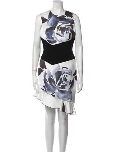 Pre-owned Prabal Gurung Floral Print Mini Dress In White