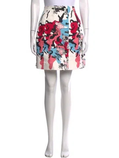 Pre-owned Prabal Gurung Floral Print Mini Skirt In Blue