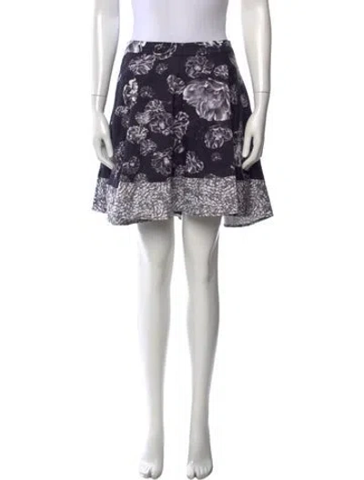 Pre-owned Prabal Gurung Floral Print Mini Skirt In Blue