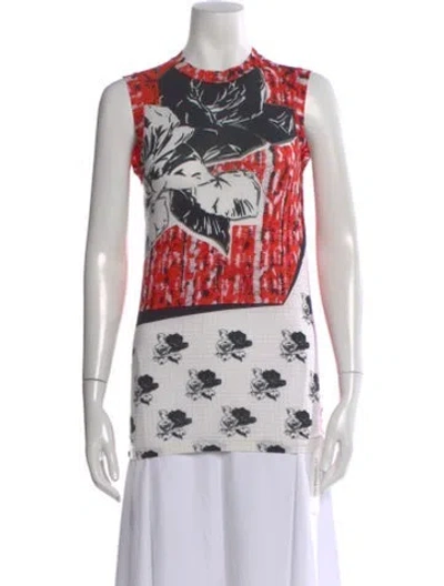 Pre-owned Prabal Gurung Floral Print Mock Neck Top In Orange