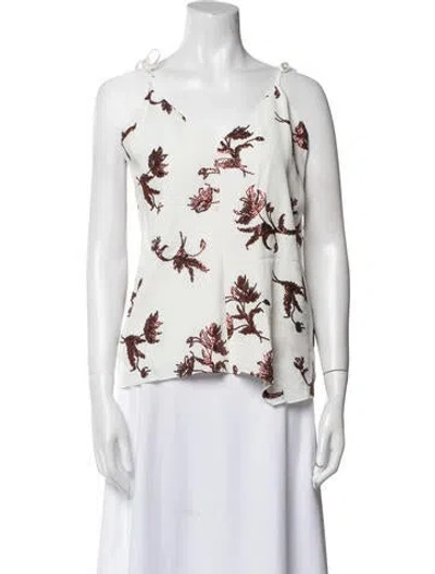 Pre-owned Prabal Gurung Floral Print V-neck Blouse In White