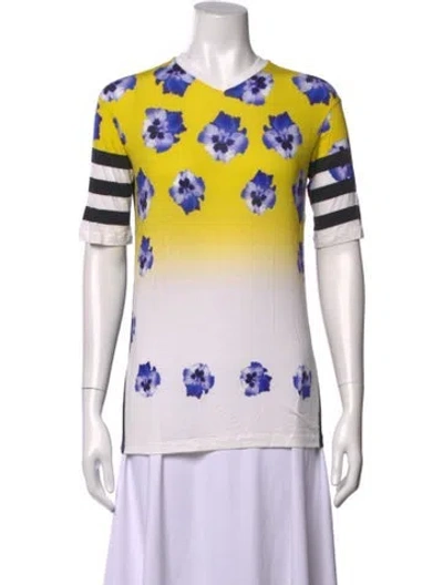 Pre-owned Prabal Gurung Floral Print V-neck T-shirt In Multicolor