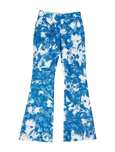Pre-owned Prabal Gurung Floral Print Wide Leg Pants W/ Tags In Blue