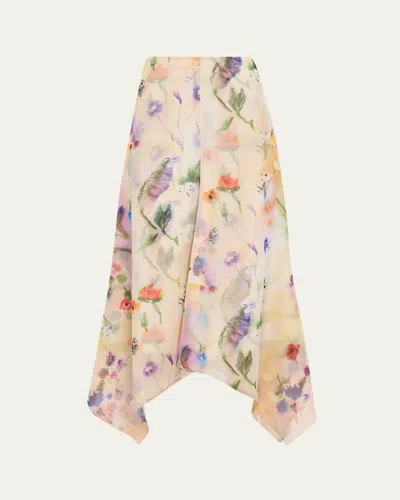 Prabal Gurung Floral-print Collared Blouse With Tie Detail In White