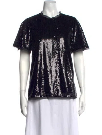 Pre-owned Prabal Gurung Graphic Print Crew Neck Top In Blue