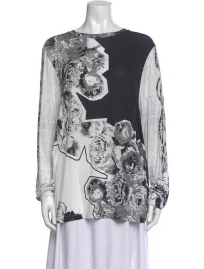 Pre-owned Prabal Gurung Graphic Print Crew Neck Top In Multi