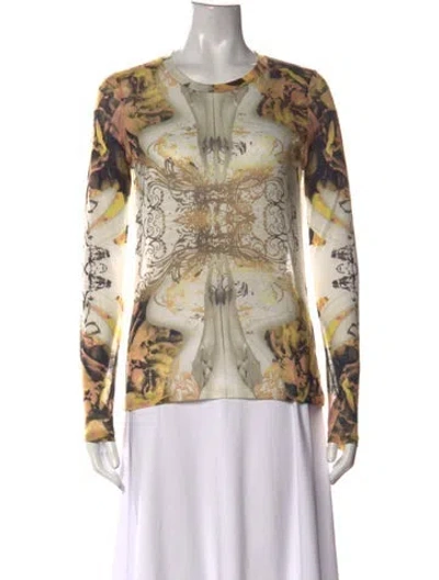 Pre-owned Prabal Gurung Graphic Print Crew Neck Top In White