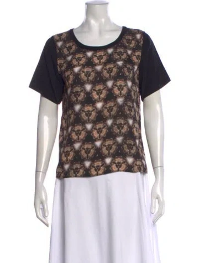 Pre-owned Prabal Gurung Graphic Print Crew Neck T-shirt In Black