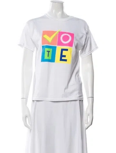 Pre-owned Prabal Gurung Graphic Print Crew Neck T-shirt In White