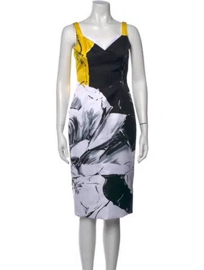 Pre-owned Prabal Gurung Graphic Print Knee-length Dress In Black