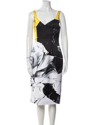 Pre-owned Prabal Gurung Graphic Print Knee-length Dress In Black