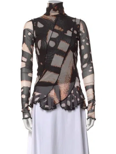 Pre-owned Prabal Gurung Graphic Print Turtleneck Top In Multi