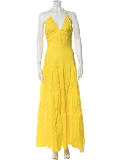 Pre-owned Prabal Gurung Halterneck Long Dress In Yellow