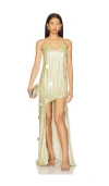 Prabal Gurung Hi Low Slip Dress In Metallic Gold
