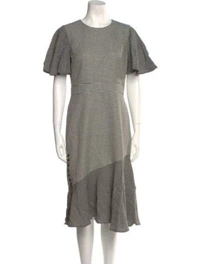 Pre-owned Prabal Gurung Houndstooth Print Midi Length Dress In Neutral