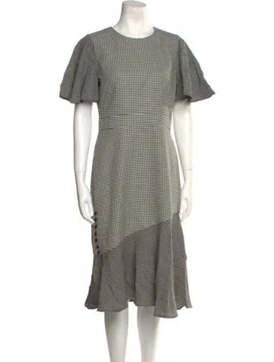 Pre-owned Prabal Gurung Houndstooth Print Midi Length Dress In Neutral