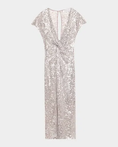Prabal Gurung Jackie Twisted Sequined Midi Dress