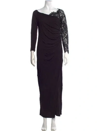 Pre-owned Prabal Gurung Lace Pattern Long Dress In Black