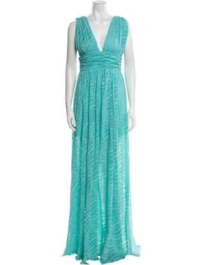 Pre-owned Prabal Gurung Lace Pattern Long Dress In Blue
