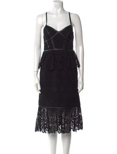Pre-owned Prabal Gurung Lace Pattern Midi Length Dress In Black