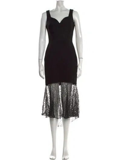 Pre-owned Prabal Gurung Lace Pattern Midi Length Dress In Black