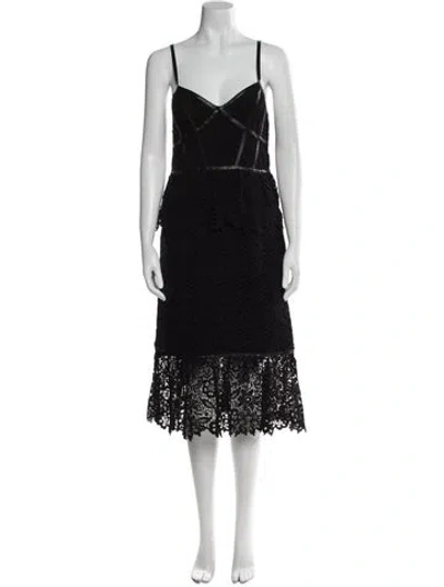 Pre-owned Prabal Gurung Lace Pattern Midi Length Dress W/ Tags In Black