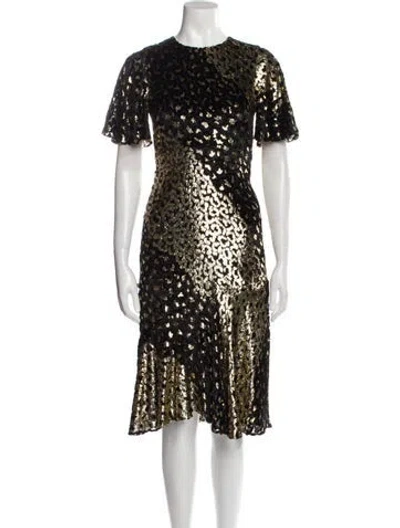 Pre-owned Prabal Gurung Lace Pattern Midi Length Dress W/ Tags In Gold