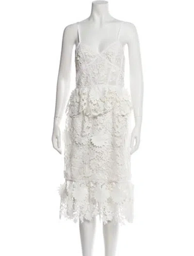 Pre-owned Prabal Gurung Lace Pattern Midi Length Dress In White