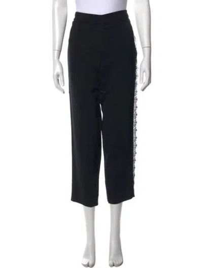 Pre-owned Prabal Gurung Lace Pattern Straight Leg Pants In Black