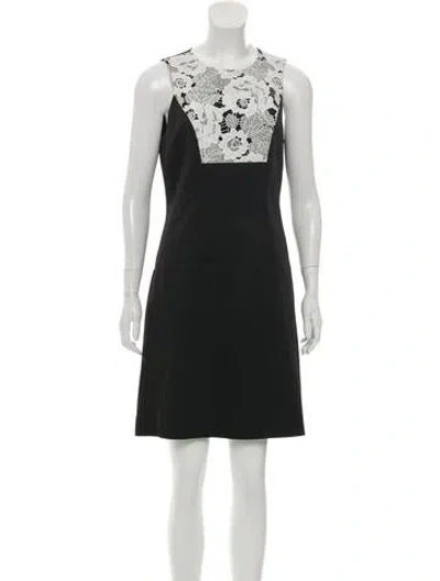 Pre-owned Prabal Gurung Lace-paneled Satin Dress In Black