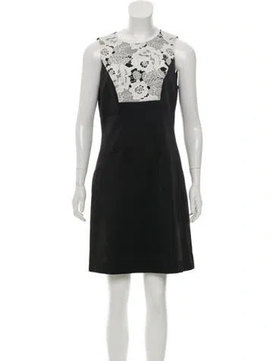 Pre-owned Prabal Gurung Lace-paneled Satin Dress In Black