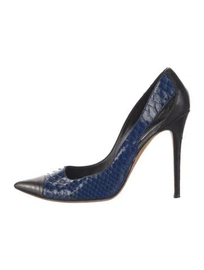 Pre-owned Prabal Gurung Leather Animal Print Pumps In Blue