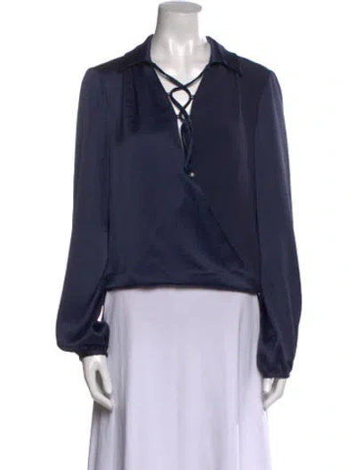 Pre-owned Prabal Gurung Long Sleeve Blouse In Blue