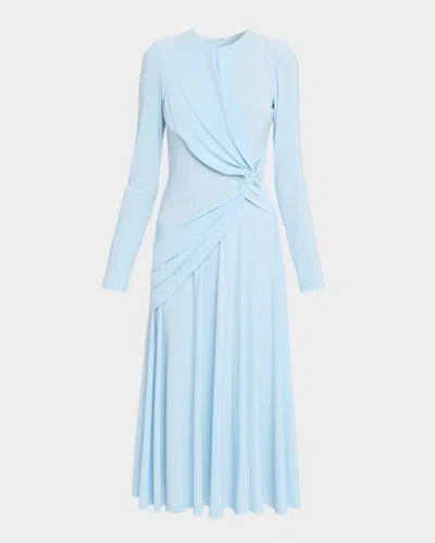 Prabal Gurung Long Sleeve Draped Sash Dress In Blue