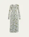 Prabal Gurung Long-sleeve Floral Maxi Dress In Gray