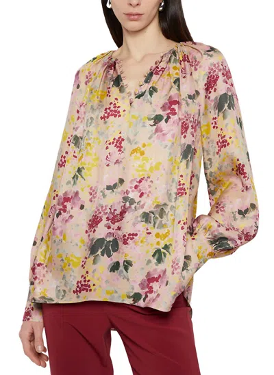 Prabal Gurung Long Sleeve Poet Blouse In Pink/multi