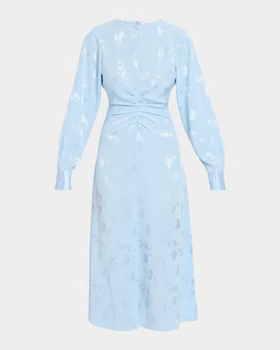 Prabal Gurung Long Sleeve Ruched Midi Dress In Blue