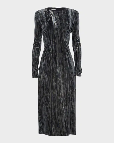 Prabal Gurung Long Sleeve Velvet Midi Tube Dress In Anthracite
