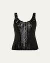 Prabal Gurung Metallic Plisse Sleeveless Corset Top In Black