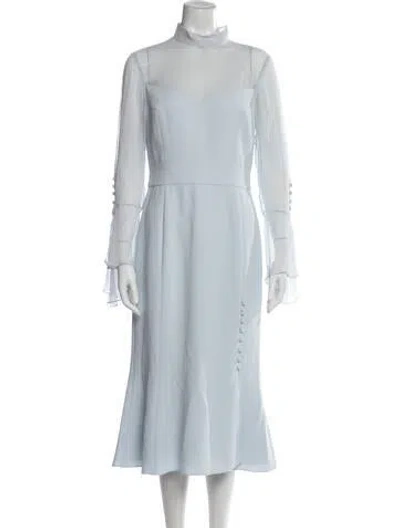 Pre-owned Prabal Gurung Mock Neck Long Dress In Blue