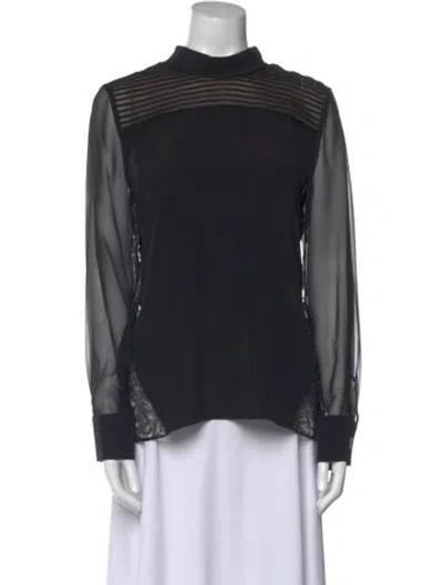 Pre-owned Prabal Gurung Mock Neck Long Sleeve Blouse In Black