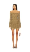 Prabal Gurung Off-shoulder Long Sleeve Mini Dress In Brown
