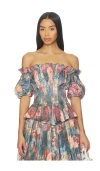 Prabal Gurung Off Shoulder Ruched Blouse In Multi