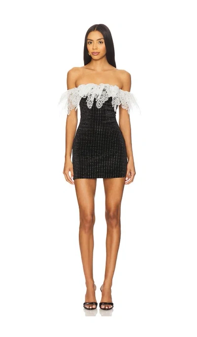 Prabal Gurung Off-shoulder Lace Trim Mini Dress In Black