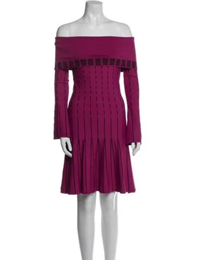 Pre-owned Prabal Gurung Off-the-shoulder Knee-length Dress In Pink