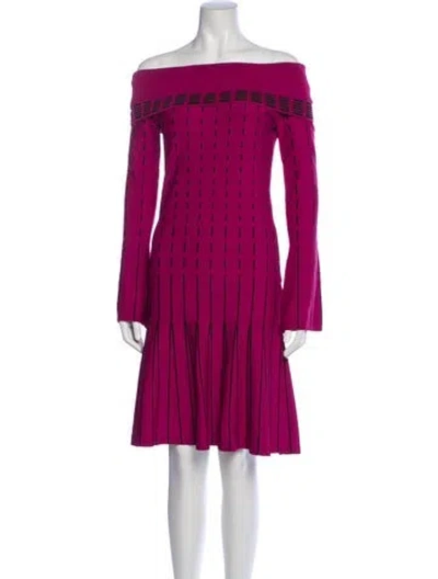 Pre-owned Prabal Gurung Off-the-shoulder Knee-length Dress In Pink
