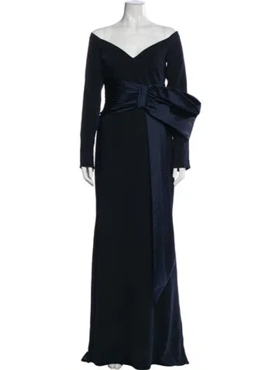 Pre-owned Prabal Gurung Off-the-shoulder Long Dress In Blue